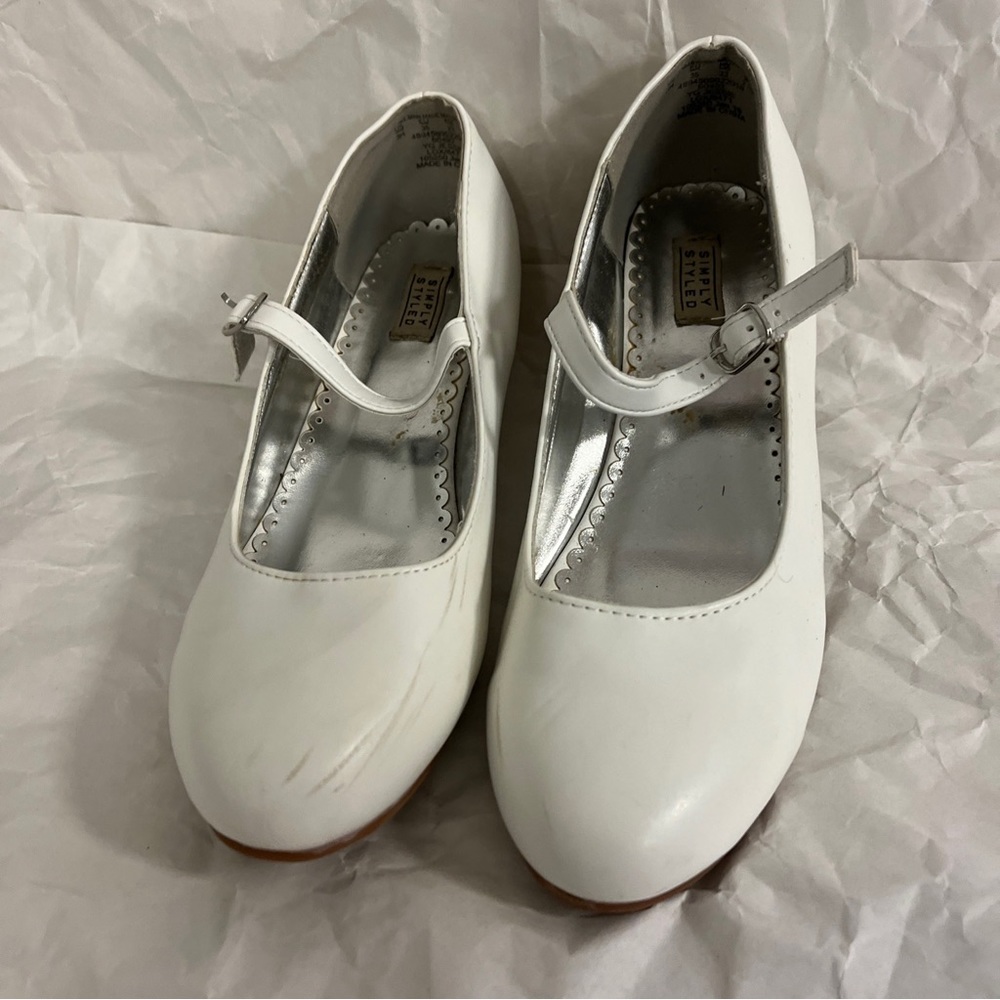 Simply Styled Youth Girls' White Sparkling Heel Shoes Size 3.